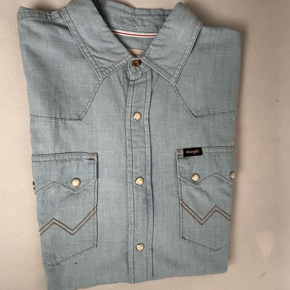 Wrangler Men's Light Blue Western Shirt